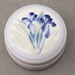 Vintage Iris Hand Painted Studio Pottery Trinket Box